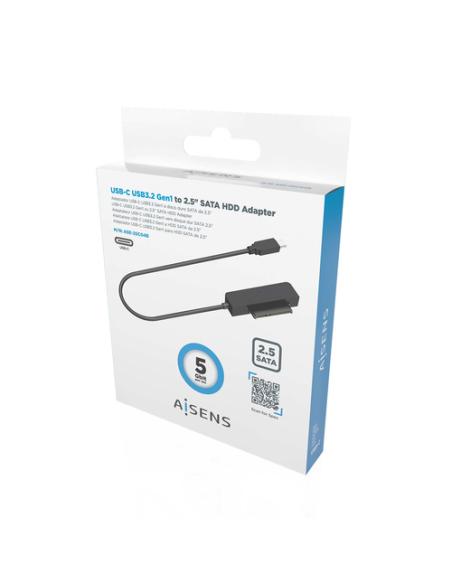 AISENS Adaptador SATA a USB-C USB3.0/USB3.1 Gen1 para Discos Duros 2.5″, Negro