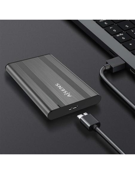 AISENS Caja Externa 2,5″ 9.5mm SATA a USB 3.0/USB3.1 Gen1, Gris