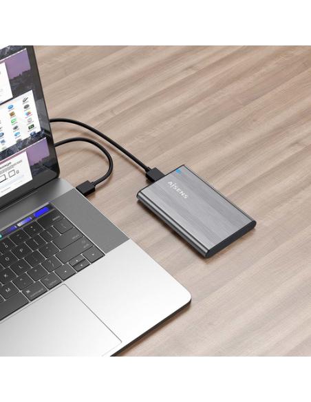 AISENS Caja Externa 2,5″ 9.5mm SATA a USB 3.0/USB3.1 Gen1, Gris