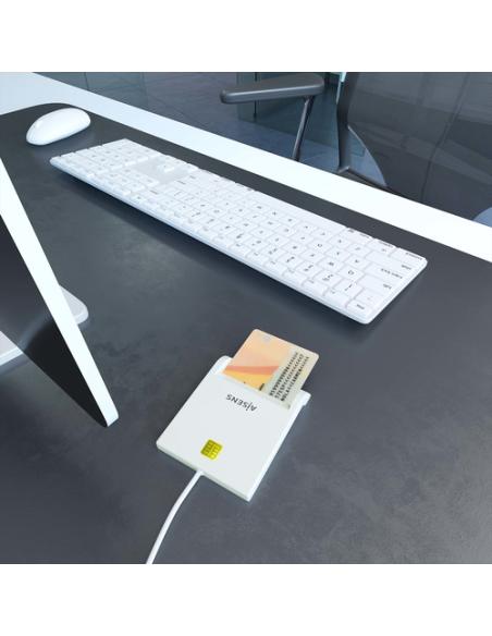 AISENS Lector de Tarjeta Inteligente DNI, Blanco