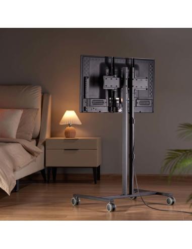 AISENS Soporte de Suelo ECO con Rueda para Monitor/Tv 35Kg de 32-55, Negro