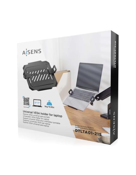 AISENS Soporte Universal para Portátil de 12-17 para el Montaje en un Soporte de Monitor, Negro