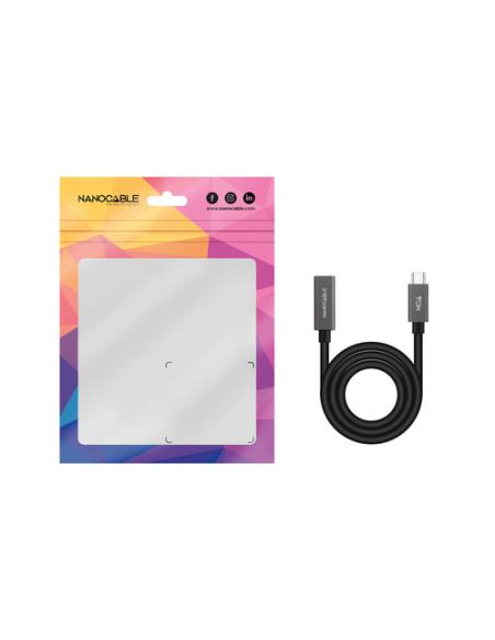 Nanocable Cable Prolongador USB-C 3.2 Gen2x2 20Gbps 3A, 4K/60Hz, USB-C/M-USB-C/H, Negro, 2 m