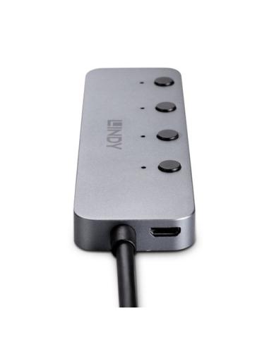 Lindy 43383 hub de interfaz USB 3.2 Gen 1 (3.1 Gen 1) Type-C 5000 Mbit/s Gris