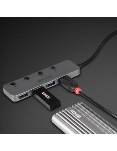 Lindy 43383 hub de interfaz USB 3.2 Gen 1 (3.1 Gen 1) Type-C 5000 Mbit/s Gris