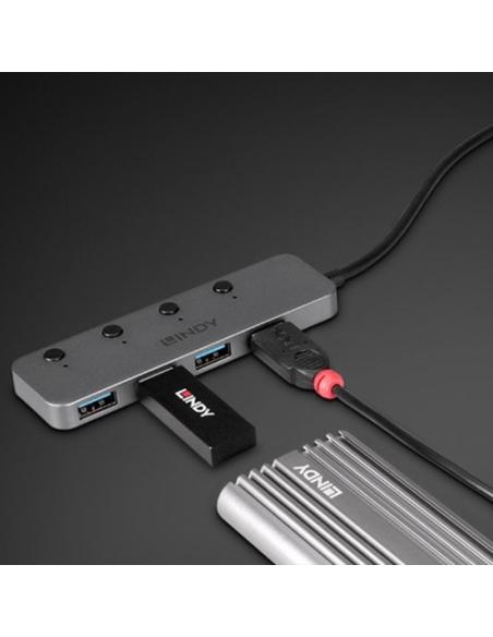 Lindy 43383 hub de interfaz USB 3.2 Gen 1 (3.1 Gen 1) Type-C 5000 Mbit/s Gris