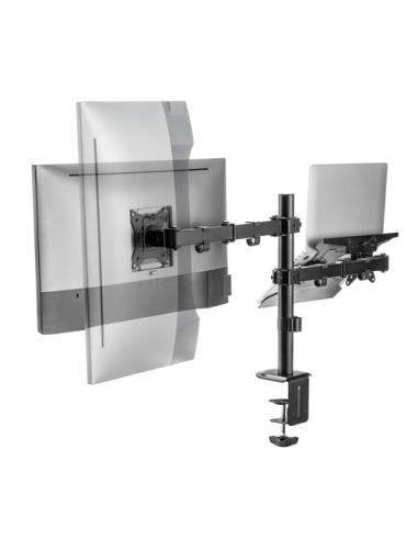 Ewent EW1519 soporte para ordenador portátil Soporte de mesa con estante para ordenador portátil y brazo para monitor Negro 39,6