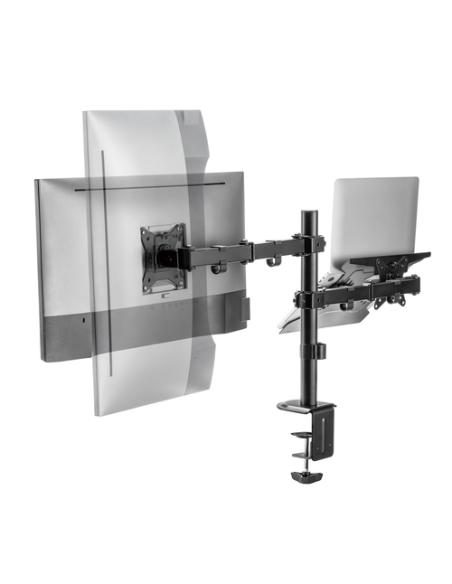 Ewent EW1519 soporte para ordenador portátil Soporte de mesa con estante para ordenador portátil y brazo para monitor Negro 39,6