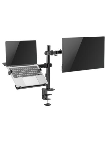 Ewent EW1519 soporte para ordenador portátil Soporte de mesa con estante para ordenador portátil y brazo para monitor Negro 39,6