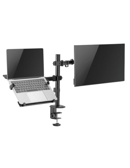 Ewent EW1519 soporte para ordenador portátil Soporte de mesa con estante para ordenador portátil y brazo para monitor Negro 39,6
