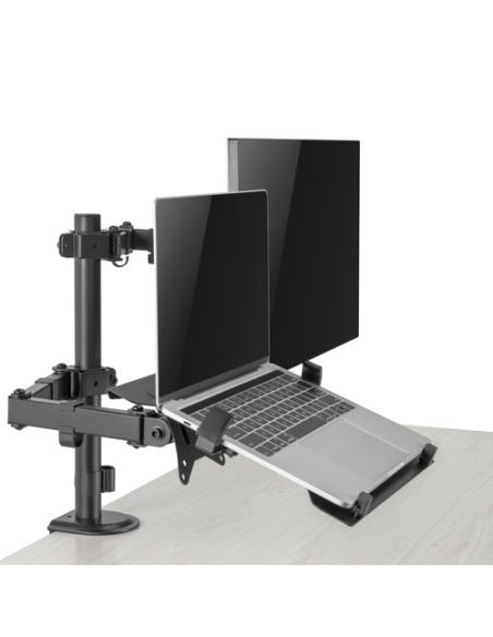 Ewent EW1519 soporte para ordenador portátil Soporte de mesa con estante para ordenador portátil y brazo para monitor Negro 39,6