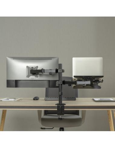 Ewent EW1519 soporte para ordenador portátil Soporte de mesa con estante para ordenador portátil y brazo para monitor Negro 39,6