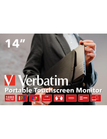 Verbatim 49591 pantalla para PC 35,6 cm (14") 1920 x 1080 Pixeles Full HD LCD Pantalla táctil Negro