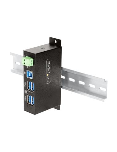 StarTech.com Hub USB Industrial de 4 Puertos Gestionado - Servicio Pesado - Caja de Metal - Protección ESD y Sobretensión - Mont