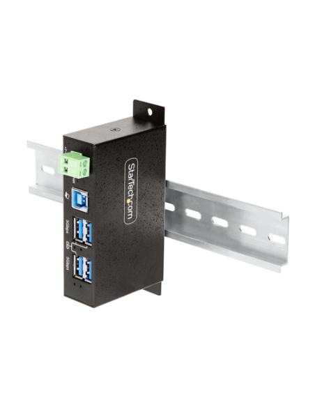 StarTech.com Hub USB Industrial de 4 Puertos Gestionado - Servicio Pesado - Caja de Metal - Protección ESD y Sobretensión - Mont