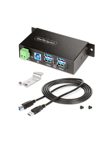 StarTech.com Hub USB Industrial de 4 Puertos Gestionado - Servicio Pesado - Caja de Metal - Protección ESD y Sobretensión - Mont
