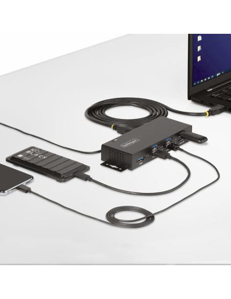 StarTech.com Hub USB Industrial de 7 Puertos Gestionado - Servicio Pesado - Caja de Metal - Protección ESD y Sobretensión - Mont