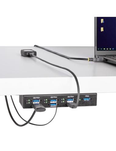 StarTech.com Hub USB Industrial de 7 Puertos Gestionado - Servicio Pesado - Caja de Metal - Protección ESD y Sobretensión - Mont