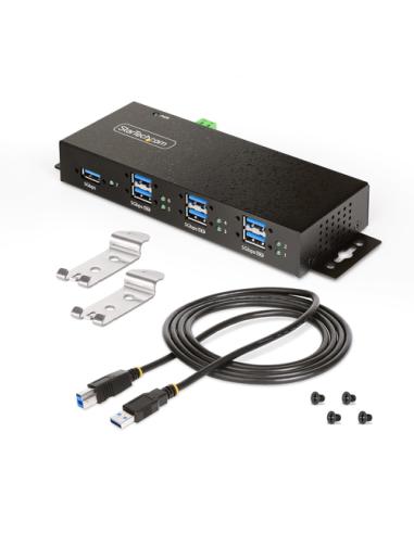 StarTech.com Hub USB Industrial de 7 Puertos Gestionado - Servicio Pesado - Caja de Metal - Protección ESD y Sobretensión - Mont