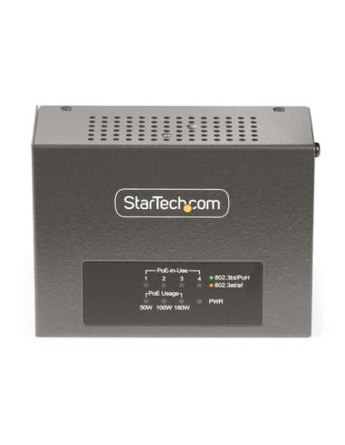 StarTech.com Switch PoE / PoE+ / PoE++ 802.3af/802.3at/802.3bt de 4 Puertos - 95W - 160W de Capacidad de Potencia - Inyector Pow