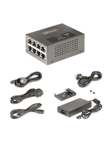 StarTech.com Switch PoE / PoE+ / PoE++ 802.3af/802.3at/802.3bt de 4 Puertos - 95W - 160W de Capacidad de Potencia - Inyector Pow