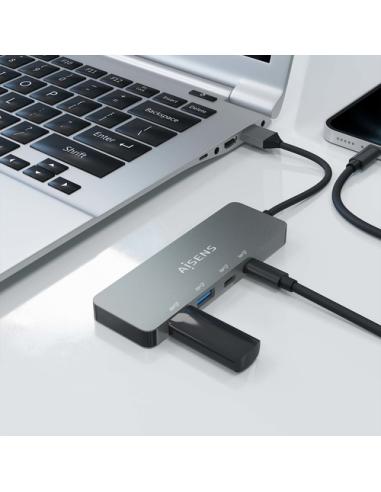 AISENS Hub USB 3.2 Gen2 10G USB-A, USB-A/M-2xUSB-C/H-2xUSB-A/H, Gris, 15cm