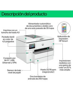HP OfficeJet Pro 9730e Inalámbrico All-in-One Color Impresora, Servicio Instant Ink Impresión a doble cara 2