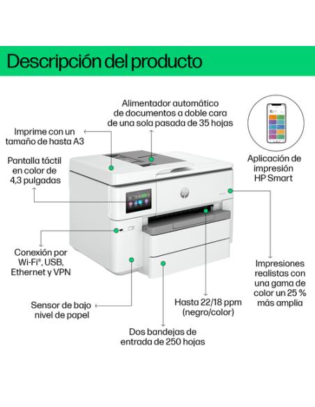 HP OfficeJet Pro 9730e Inalámbrico All-in-One Color Impresora, Servicio Instant Ink; Impresión a doble cara