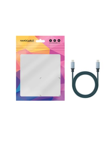 Nanocable Cable USB 3.2 Gen2x2 20Gbps 5A/100W, 4K/60Hz, USB-C/M-USB-C/M, Gris/Negro, 3 m