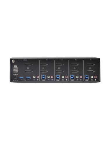 StarTech.com Switch Conmutador KVM de 4 Puertos y 2 Monitores DisplayPort - 4K 60Hz - Hub Ladrón 2 Puertos USB 5Gbps - 2x USB 2.
