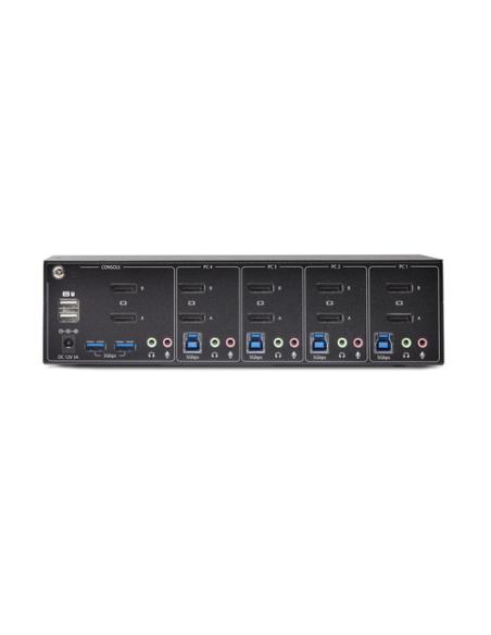 StarTech.com Switch Conmutador KVM de 4 Puertos y 2 Monitores DisplayPort - 4K 60Hz - Hub Ladrón 2 Puertos USB 5Gbps - 2x USB 2.