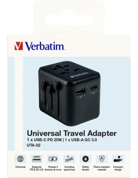 Verbatim 49544 adaptador de enchufe eléctrico Universal Negro