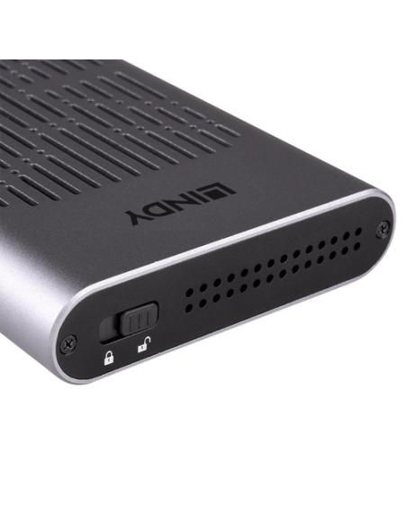 Lindy 43382 caja para disco duro externo Caja externa para unidad de estado sólido (SSD) Plata M.2