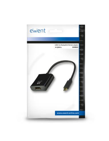 Ewent EW9825 adaptador de cable de vídeo 0,15 m USB Tipo C DisplayPort Negro