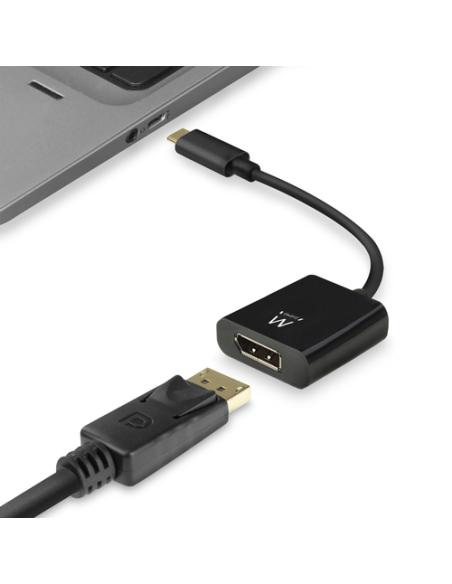 Ewent EW9825 adaptador de cable de vídeo 0,15 m USB Tipo C DisplayPort Negro