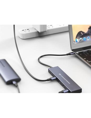 Conceptronic HUBBIES14G hub de interfaz USB 3.2 Gen 2 (3.1 Gen 2) Type-C 10000 Mbit/s Gris