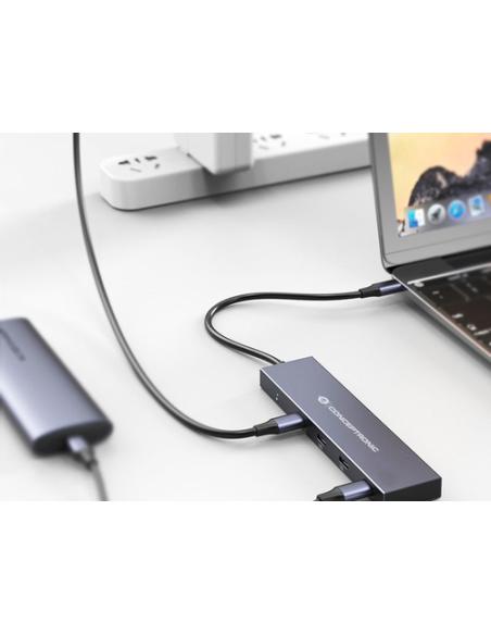 Conceptronic HUBBIES14G hub de interfaz USB 3.2 Gen 2 (3.1 Gen 2) Type-C 10000 Mbit/s Gris
