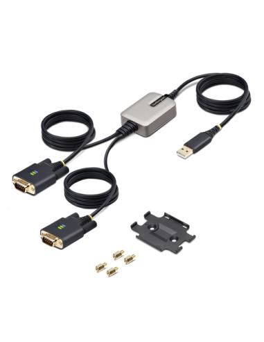 StarTech.com 2P6FFC-USB-SERIAL cambiador de género para cable USB-A 2 x DB-9 RS-232 Negro, Gris