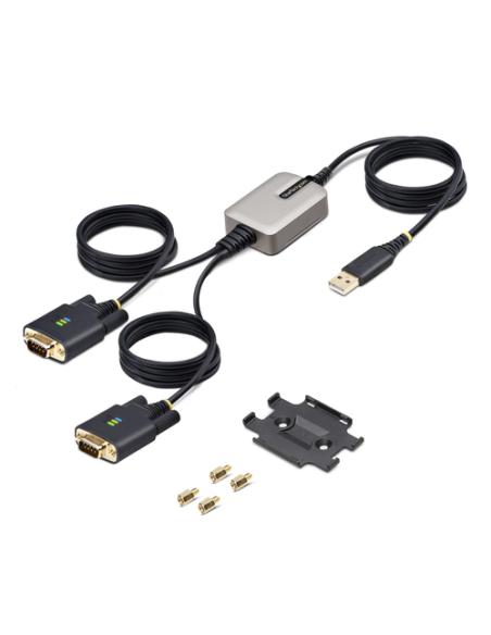 StarTech.com 2P6FFC-USB-SERIAL cambiador de género para cable USB-A 2 x DB-9 RS-232 Negro, Gris