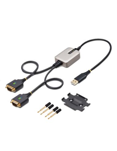 StarTech.com Cable Adaptador USB a 2 Puertos Serie de 60cm - Cable Conversor USB a Serial - Retención COM - FTDI - Protección ES