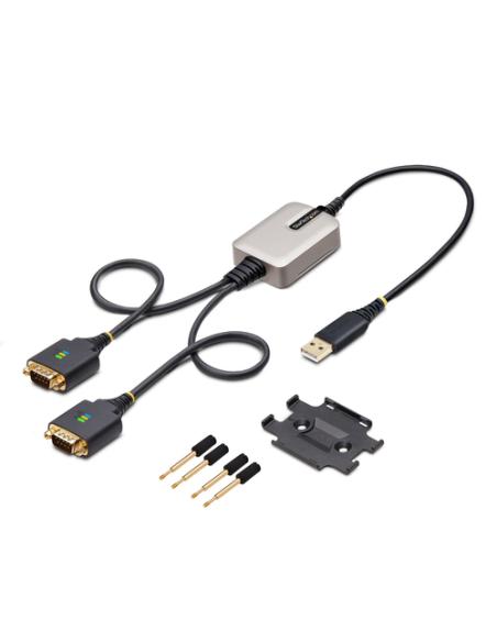 StarTech.com Cable Adaptador USB a 2 Puertos Serie de 60cm - Cable Conversor USB a Serial - Retención COM - FTDI - Protección ES