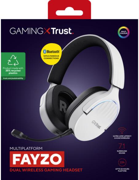 Trust GXT 491W FAYZO Auriculares Inalámbrico y alámbrico Diadema Juego USB Tipo C Bluetooth Negro, Blanco