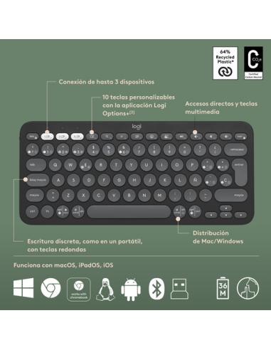 Logitech 920-012227 teclado Ratón incluido Universal RF Wireless + Bluetooth QWERTY Español Grafito