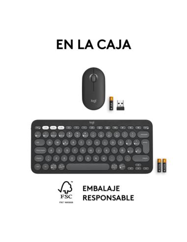Logitech 920-012227 teclado Ratón incluido Universal RF Wireless + Bluetooth QWERTY Español Grafito