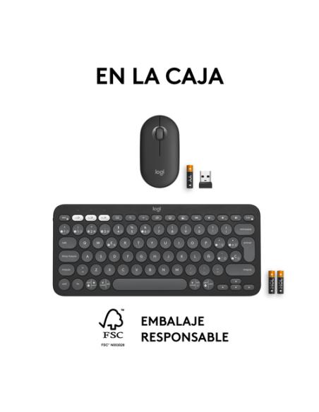 Logitech 920-012227 teclado Ratón incluido Universal RF Wireless + Bluetooth QWERTY Español Grafito