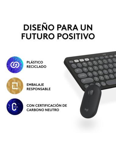 Logitech 920-012227 teclado Ratón incluido Universal RF Wireless + Bluetooth QWERTY Español Grafito