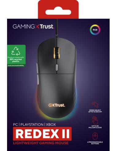 Trust GXT 925 REDEX II ratón Juego mano derecha USB tipo A Laser 10000 DPI