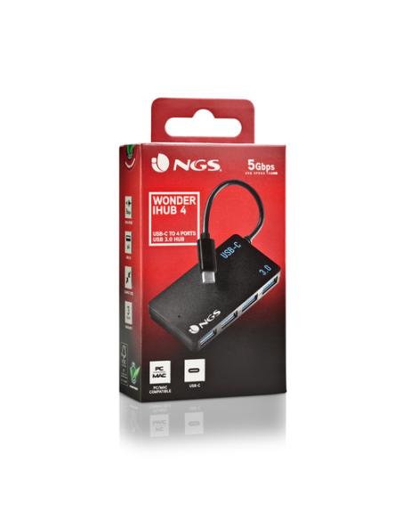 NGS WONDER IHUB4 USB 3.2 Gen 1 (3.1 Gen 1) Type-A 480 Mbit/s Negro