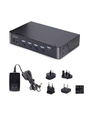StarTech.com Switch Conmutador KVM DisplayPort de 4 Puertos - 8K60/4K144 - para Un Monitor - DP 1.4 - 2x USB 3.0 - 4x USB 2.0 HI