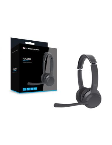 Conceptronic POLONA04B auricular y casco Auriculares Inalámbrico y alámbrico Diadema Llamadas/Música USB Tipo C Bluetooth Negro